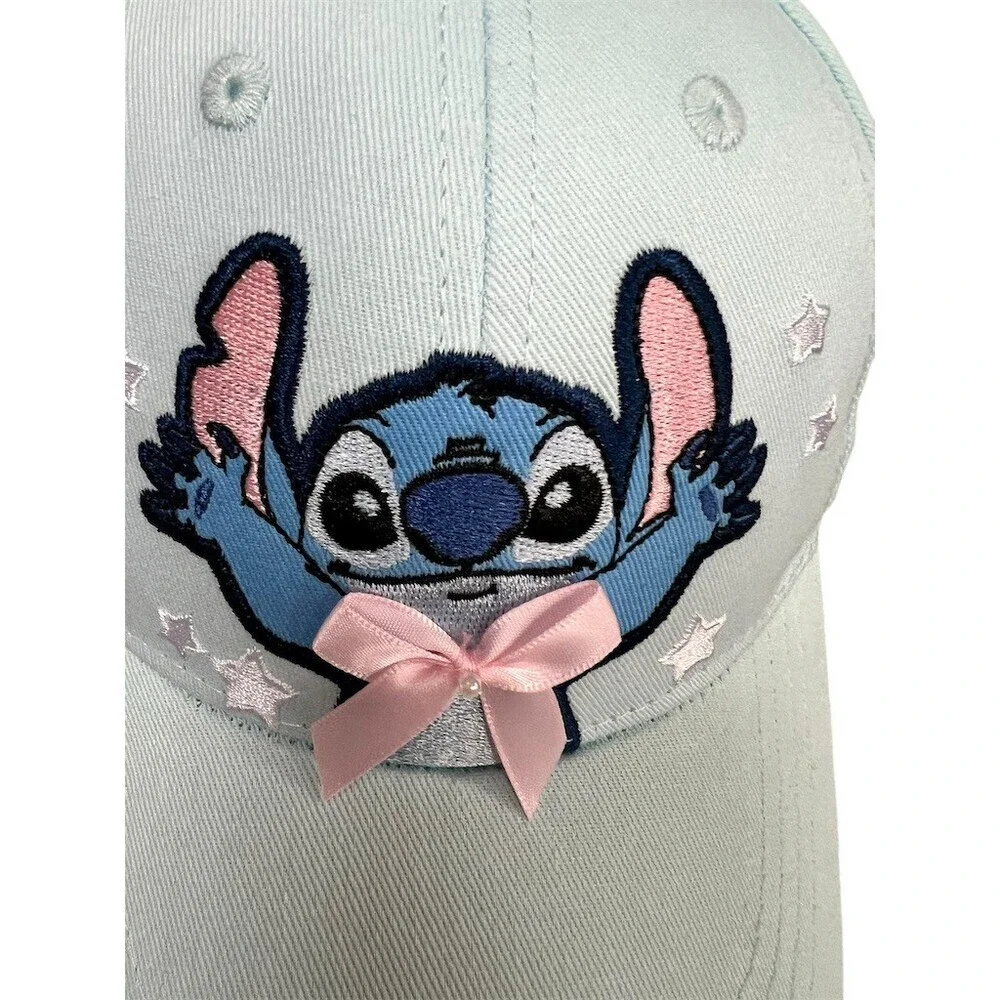 Disney Stitch Lilo & Stitch Snapback Baseball Cap Blue Pink Bow Stars Kids